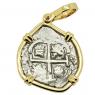 1687 Spanish 1 Real coin in gold pendant