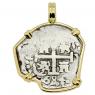 1684 Spanish 1 Real coin in gold pendant