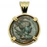 165-90 BC Artemis coin in gold pendant