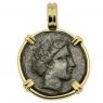 380-337 BC Larissa coin in gold pendant