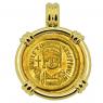 Justinian the Great coin in 18k gold pendant
