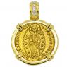 Jesus Christ ducat in 18k gold pendant with diamonds