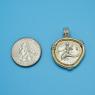 Pendant size next to a Quarter