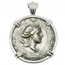 167-149 BC Artemis tetradrachm in white gold pendant