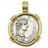 Roman Caesar Augustus coin in gold pendant