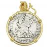 1775 El Cazador Shipwreck 2 reales in gold pendant