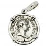 AD 102 Trajan denarius in white gold pendant