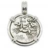 104 BC Victory Chariot coin in white gold pendant