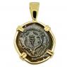 104-103 BC Biblical Widows Mite in gold pendant 