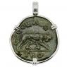 AD 250-268 She-Wolf Twins coin in white gold pendant