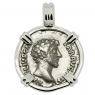 Marcus Aurelius denarius in white gold pendant