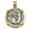 AD 179-180 Marcus Aurelius coin in gold pendant