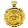Jesus Christ histamenon coin in 18k gold pendant