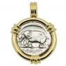 81 BC Elephant denarius coin in gold pendant