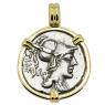 137 BC Mars denarius coin in gold pendant