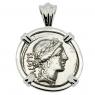 49 BC Salus coin in white gold pendant
