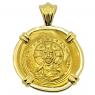 Eastern Roman Jesus Christ coin in 18k pendant