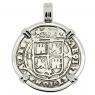 1548-1553 Spanish real in white gold pendant