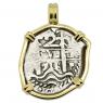 1716 Spanish 2 reales coin in gold pendant