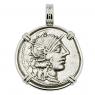 123 BC Roma denarius in white gold pendant
