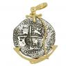 La Capitana shipwreck coin in gold anchor pendant