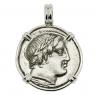 86 BC Apollo denarius in white gold pendant.