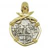 1695 Spanish coin gold skull and swords pendant