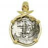 1653 Spanish coin gold skull and swords pendant