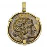 120-63 BC Dionysus bronze coin in gold pendant