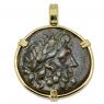 133-48 BC Zeus bronze coin in gold pendant