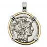 101 BC Roma denarius in white and yellow gold pendant