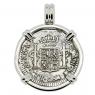 El Cazador treasure coin in white gold pendant