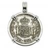 El Cazador treasure coin in white gold pendant