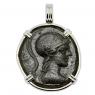 133-48 BC Athena bronze coin in white gold pendant
