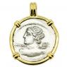 84 BC Apollo with thunderbolt coin in gold pendant