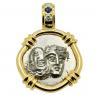 400-350 BC Gemini Twins of Istros drachm in gold pendant