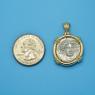 Pendant size next to a Quarter
