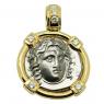 305-275 BC, Sun God Helios coin in gold and diamonds pendant