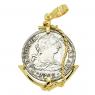 1783 El Cazador shipwreck coin in gold anchor pendant
