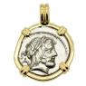 80 BC Jupiter coin in gold pendant