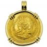 Byzantine Jesus Christ gold nomisma coin in 18k gold pendant