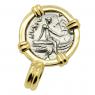 Greek 340-170 BC, Nymph Histiaia coin in 14k gold pendant.