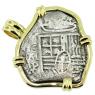 Spanish 4 reales 1634-1655, in 14k gold pendant, 1656 Shipwreck Little Bahama Bank.