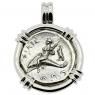 332-302 BC Dolphin rider coin in white gold pendant