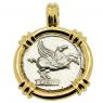 90 BC Pegasus denarius coin in gold pendant