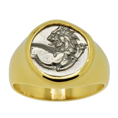 386-338 BC Lion hemidrachm in gold men's ring