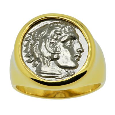 328-323 BC Alexander the Great drachm in gold men's ring