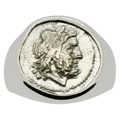 211-195 BC, Jupiter Victoriatus in white gold men's ring