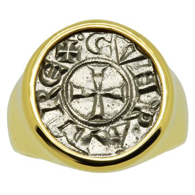 1139-1252 Crusader Cross coin in gold men's ring