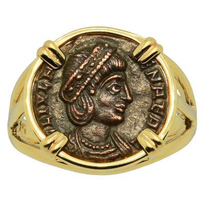 AD 324-329 Saint Helena coin in gold ladies ring